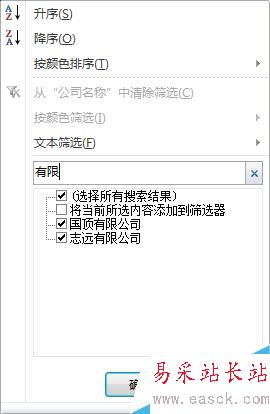 Excel 2010篩選中的搜索功能