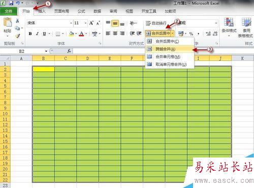 Excel2010的擴充編輯欄和跨越合并