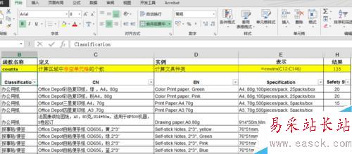 Excel count 函數應用
