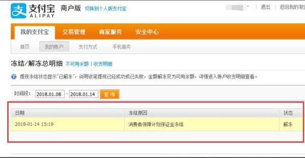 支付寶,保證金