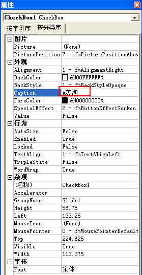 在“Caption”里輸入文字