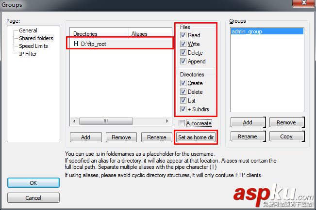 FileZilla Server ftp 服務器下通過alias別名設置虛擬目錄(多個分區) ftp,alias別名
