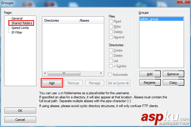 FileZilla Server ftp 服務器下通過alias別名設置虛擬目錄(多個分區) ftp,alias別名