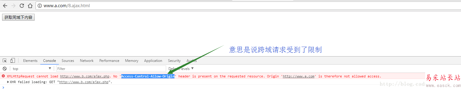 跨域請求受到了限制
