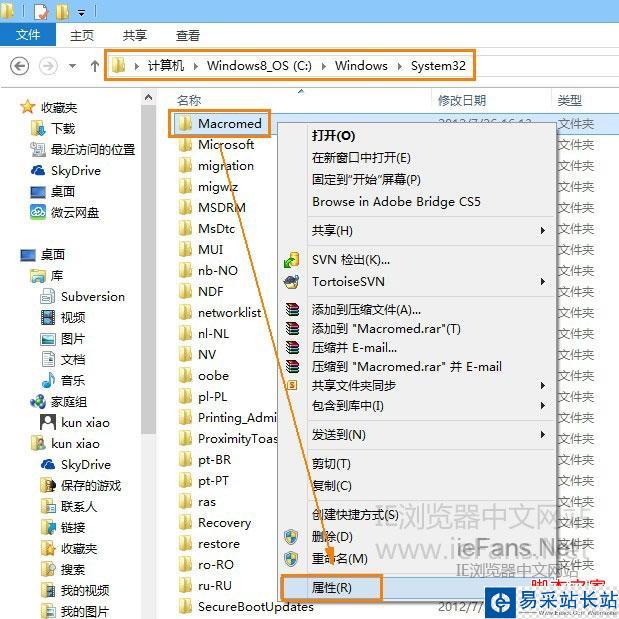 打開Macromed文件夾屬性