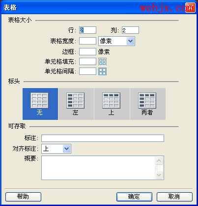 詳解用dreamweaver制作網(wǎng)頁中的表格