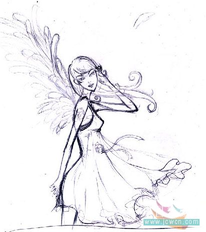 illustrator鼠繪教程：打造唯美插畫《花季的天使》_jcwcn.com